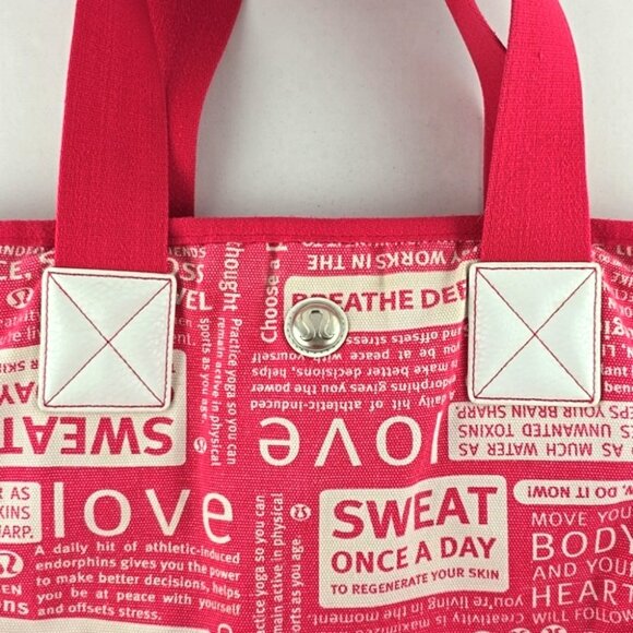 Lululemon Rare Manifesto Canvas Shoulder Bag Pink White Print + Washable Pouch - Picture 3 of 16